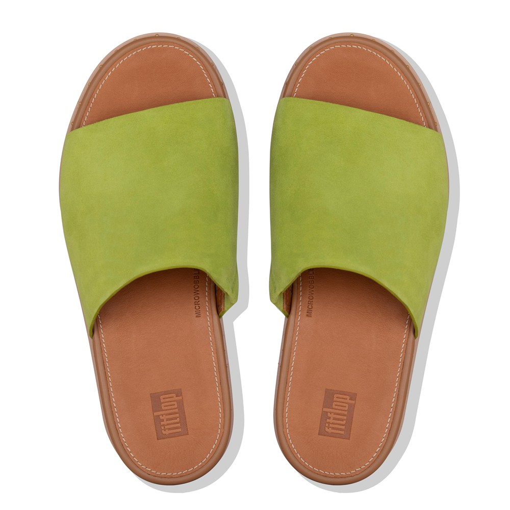 Fitflop Womens Wedge - Eloise Espadrille Suede Slides - Green - 984-FROPGV